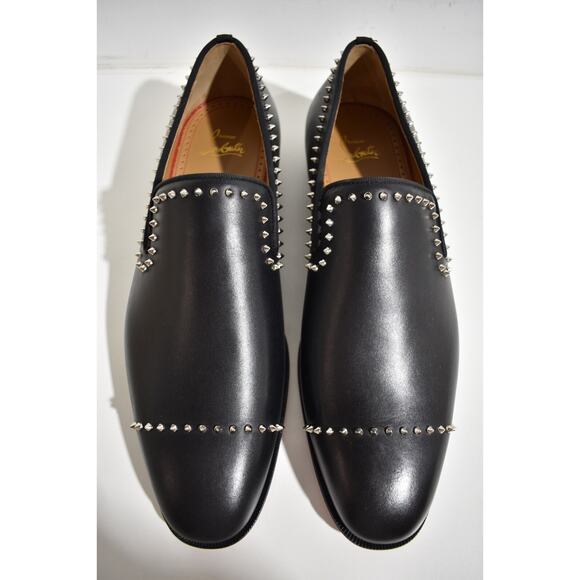 Christian Louboutin Dandy Cloo Flat Black Calf Leather Spike Dress Loafer 42 9 main image 12